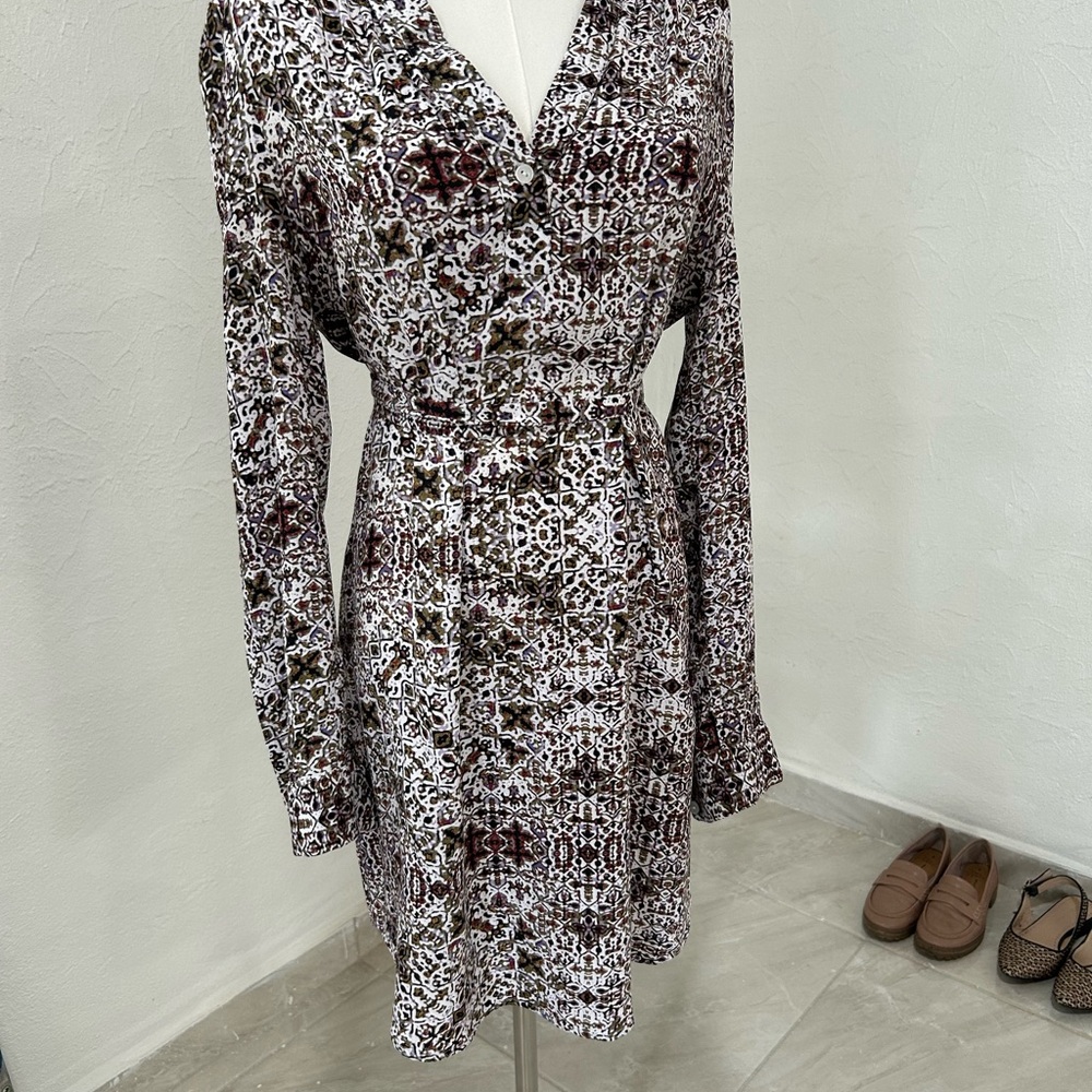 Sanctuary Long Sleeve Mini Dress - Black and White Pattern